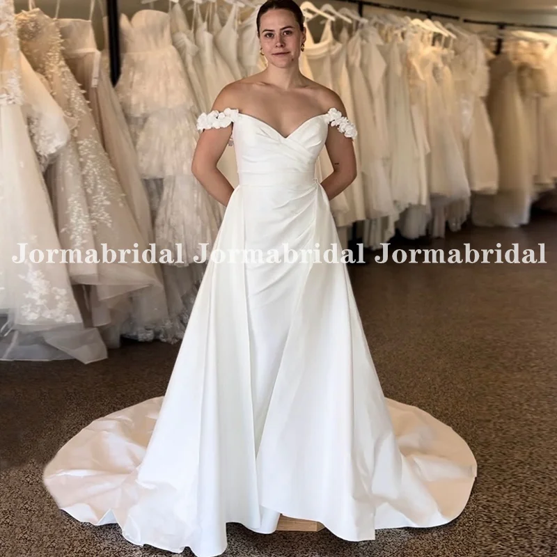 Elegant Church Wedding Dress with Overlay Skirt Off Shoulder Sweetheart Neck Mermaid Bridal Gowns vestidos de novia Customized