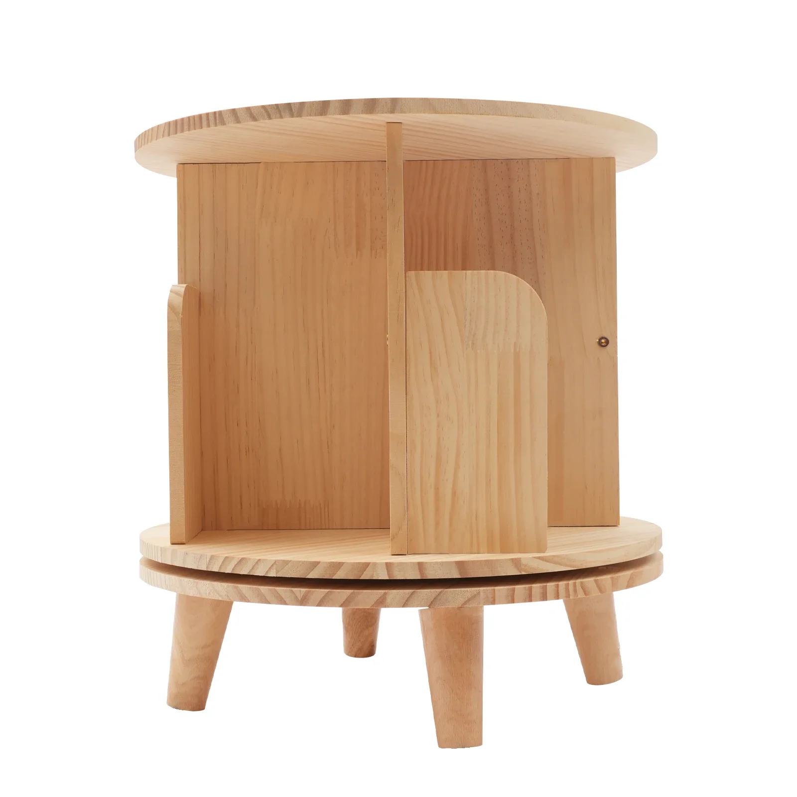 360° Free-Standing Wooden Bookshelf Organizer- Space-Efficient Corner Storage