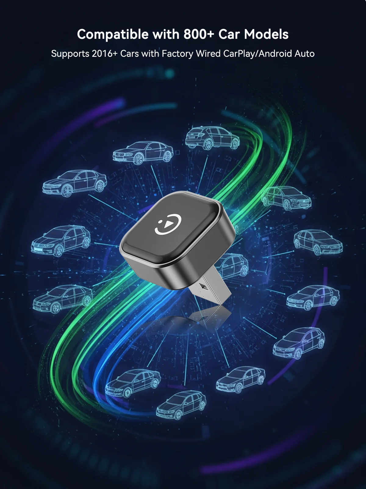 2 في 1 CarPlay اللاسلكي وAndroid Auto Dongle Fast Auto-Connect المدمجة التوصيل والتشغيل لهاتف iPhone Android، USB A/USB-C بدون تأخير