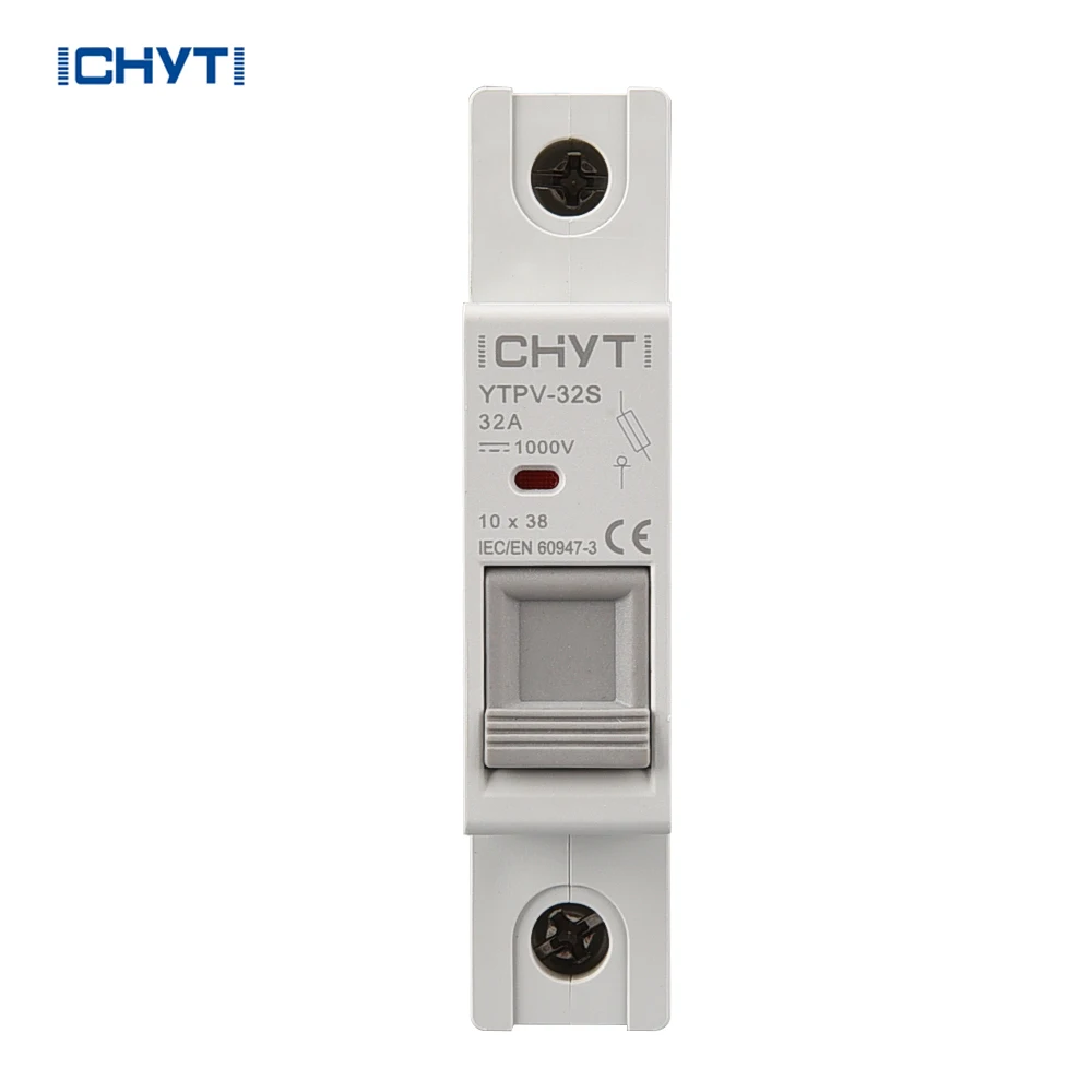 CHYT YTPV-32S pull-out DC Fusible 1P 1 sets 1000V 32A 10x38mm solar photovoltaic fuse holder with indicator light