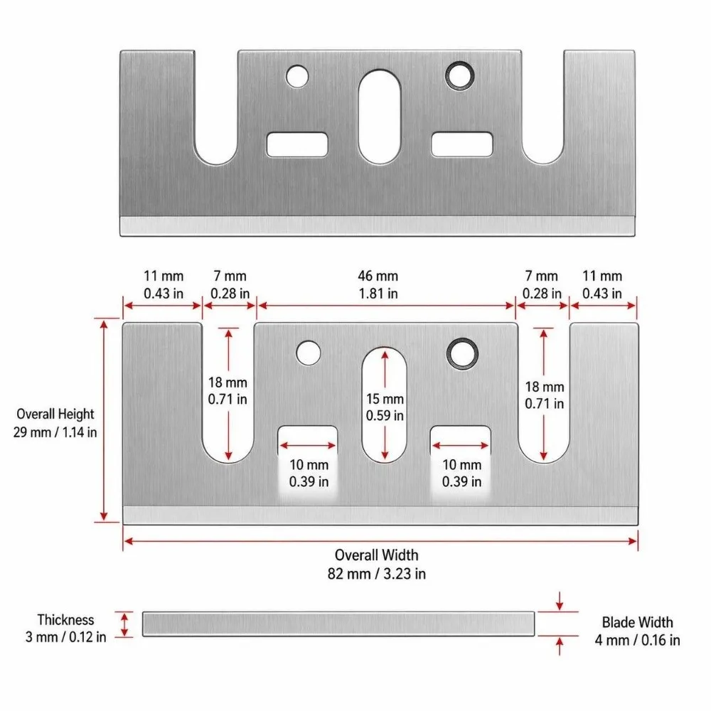 2pcs /4pcs 82mm Length Planer Blades 3-1/4 Inch High Speed Steel HSS Planer Blades Electric Planer Blades Handheld Planer