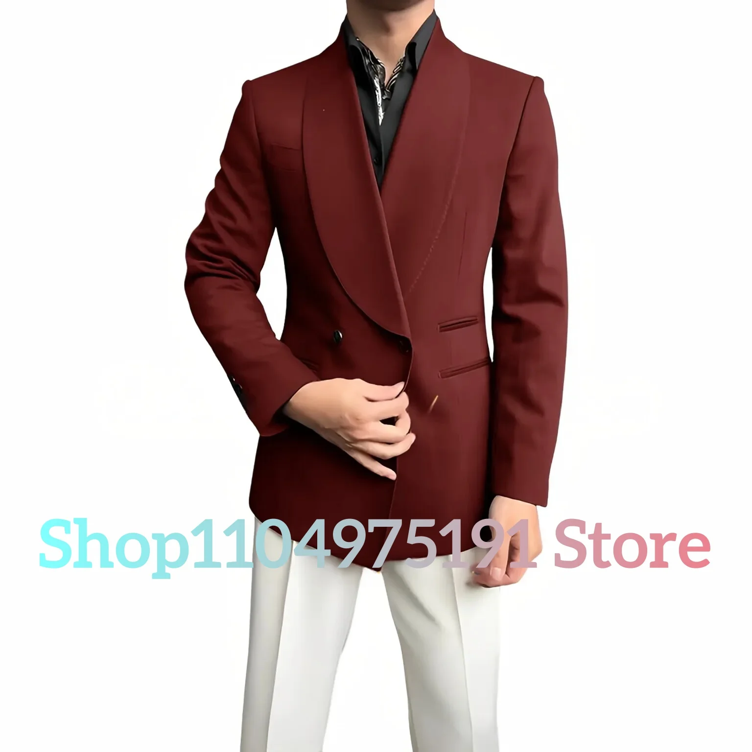 Elegant men's suit 2-piece (jacket+pants) Dark green double-breasted custom premium tuxedo wedding cocktail Banquet Xmas party