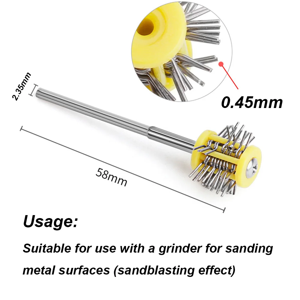 1PCS Professional Polishing Grit Mounted Matt Wire Brush 2.35MM Shank Jewelry Making Tools 0.2mm/0.3mm/0.45mm/0.55mm