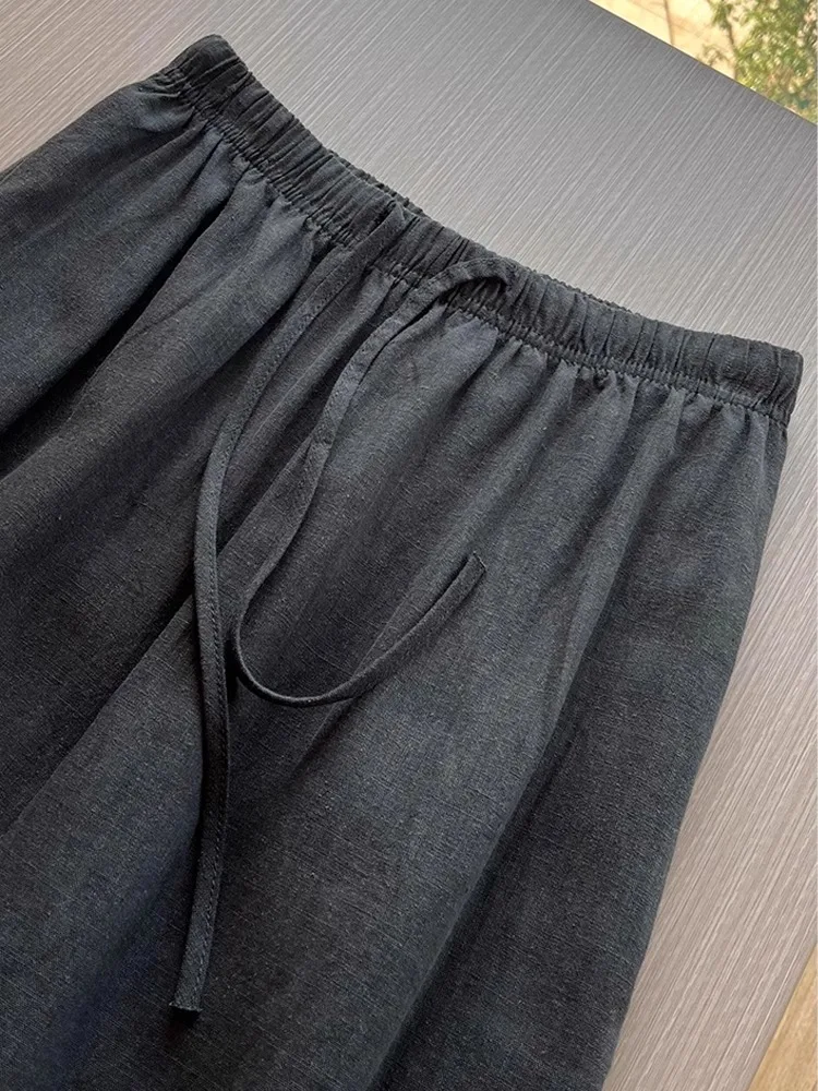 Linen Wide-leg Pants Loose Lazy High-waisted Casual Pants Women's Summer 2026 Unique Super Good-looking Pants Straight XJ121