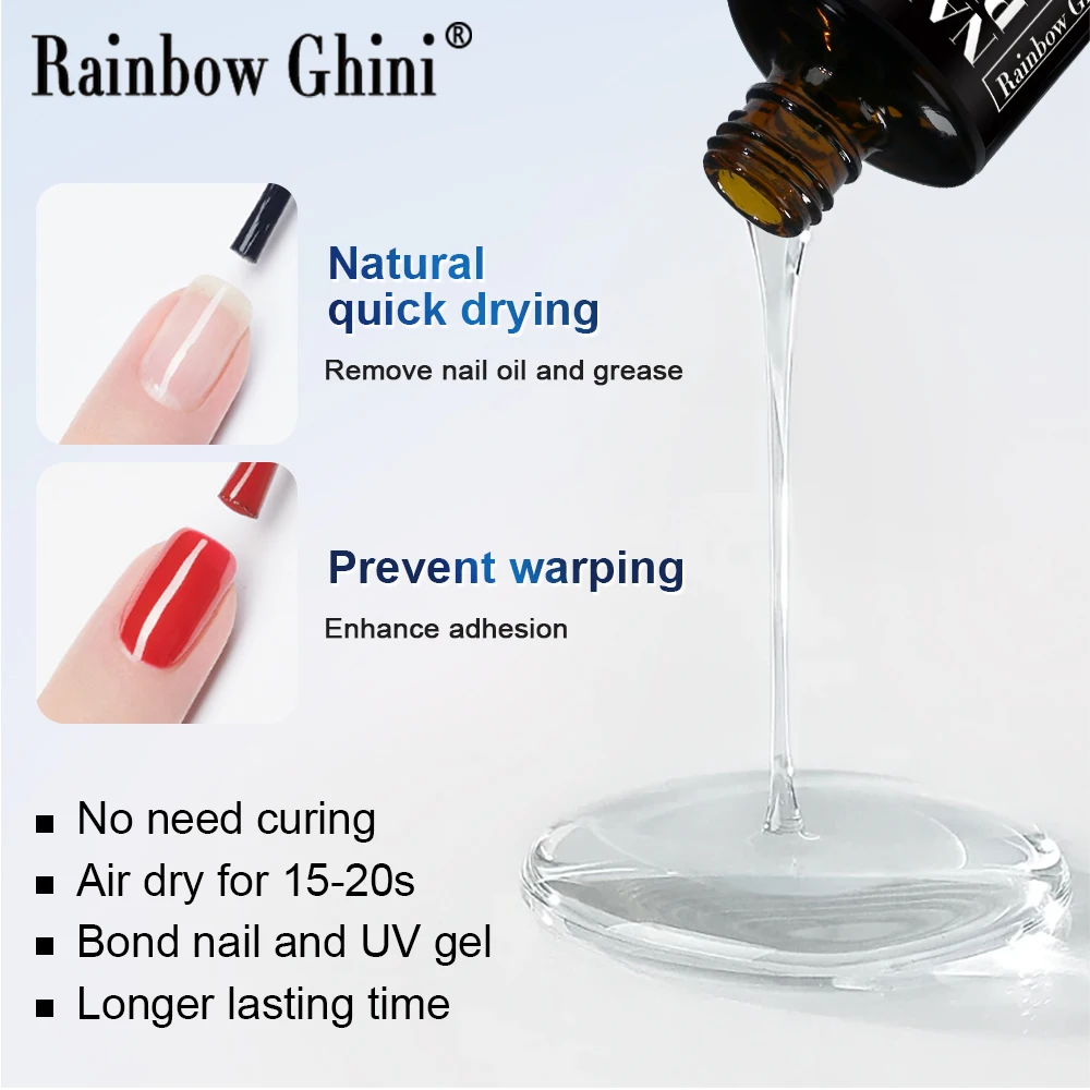 Rainbow Ghini 15ml Professional Nail Prep Nail Primer Degreasing Base Coat Top Coat Base Coat Design Vernis For Nails Desiccant