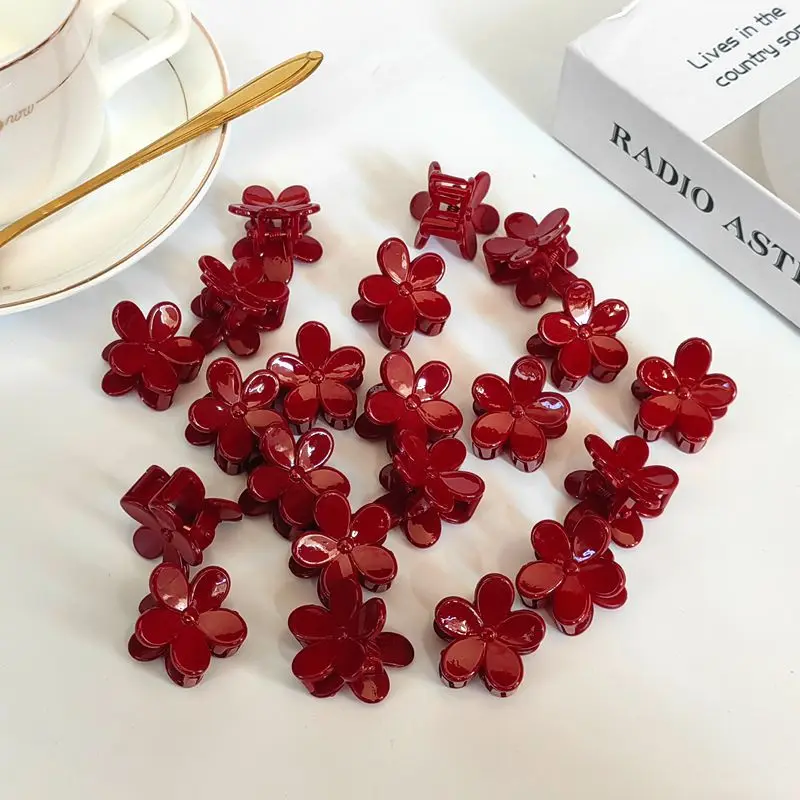 10Pcs Mini Red Hair Claw New Year Clips Mixed Small Grab Clips Girl Bangs Cute Hairpin Side Hair Clip Hair Accessories for Women - view 5
