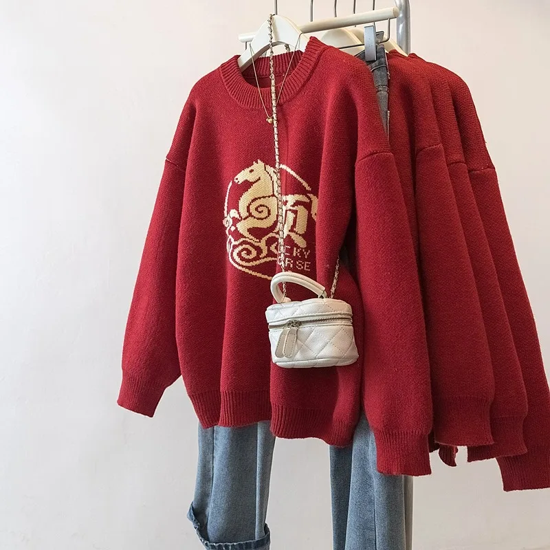 

plus Size Knitwear round Ne Long Sve Women's Outerwear Autumn Winter New Sle Comfortable Casual Faion Anti-Aging