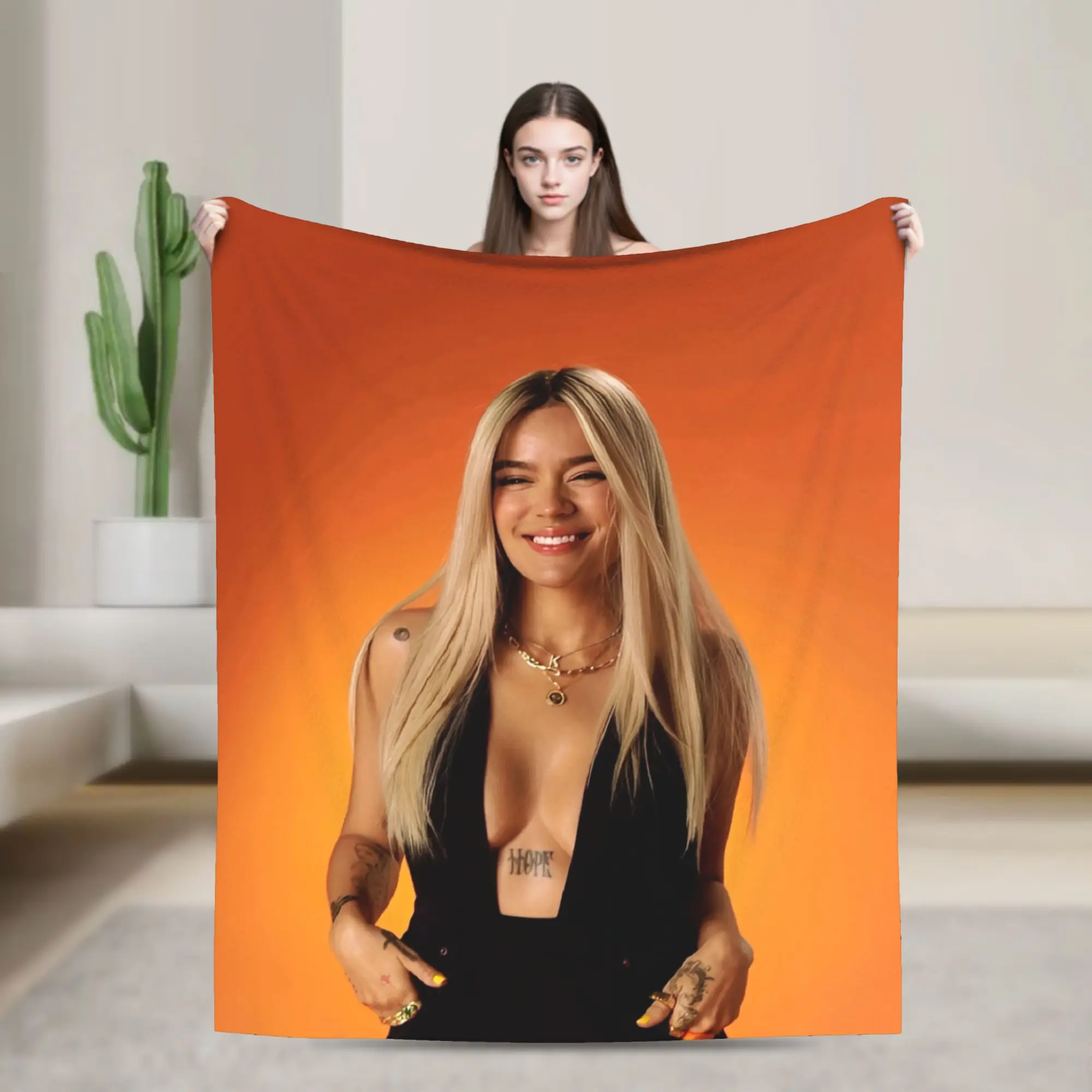 Karol G Tropicoqueta New Album Plush Blanket Verano Rosa Funny Throw Blankets for Home 200x150cm Plush Thin Quilt