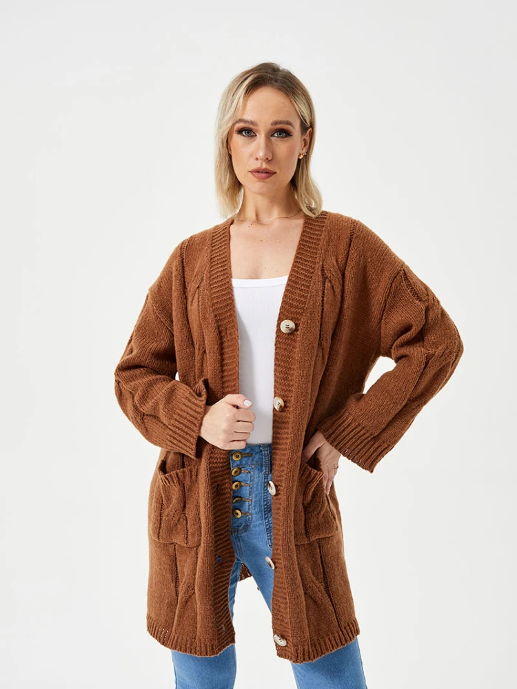 Long Cardigan for Women 2024 Winter Clothes Knitted Fluffy Long Sleeve Sweater Coat korean Style Warm Cardigan Oversized