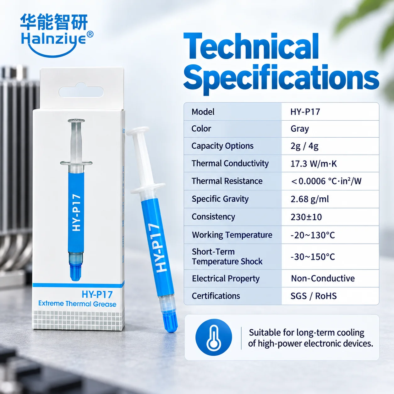 Original Halnziye HY-P17 Premium Performance Wärmeleitpaste für alle Prozessoren, CPU/GPU, hohe Wärmeleitfähigkeit, 2 g/4 g – Detail 2