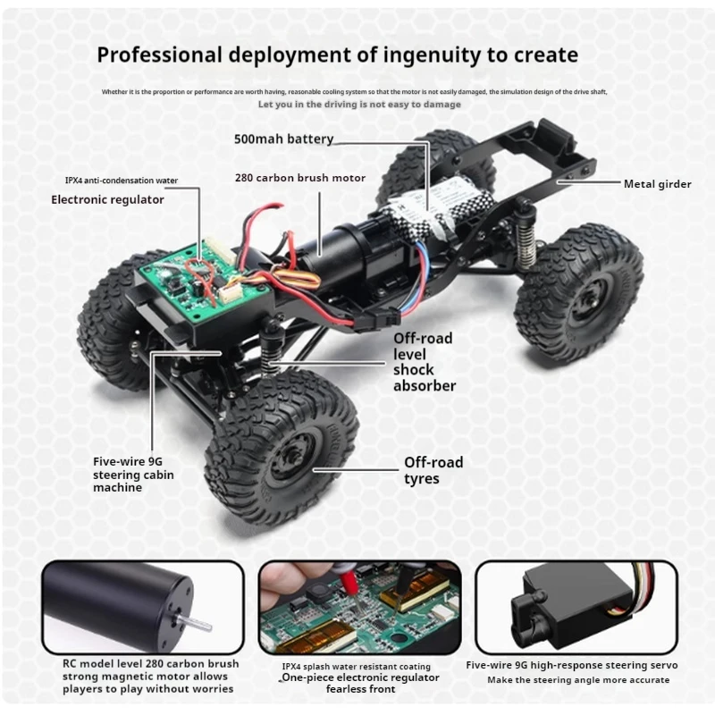 1:16 rc crawler rc offroad 4x4 modelo de simulação carro de escalada veículo rc off-road de alto desempenho com design realista para menino
