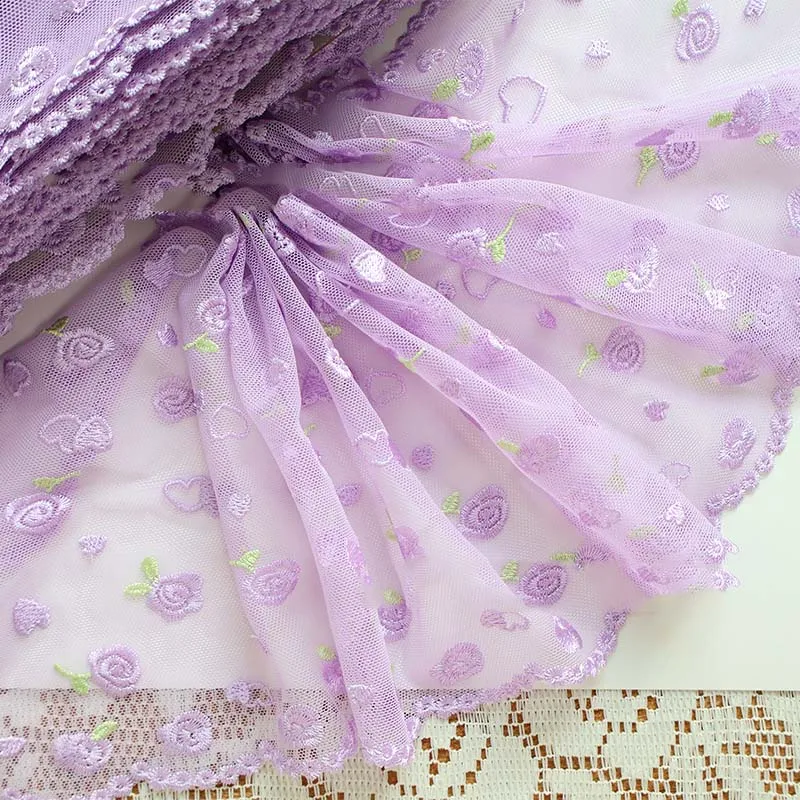 

32 ярда двустороннего фиолетового кружева с вышивкой для отделки юбок, подкладки, шитья, рукоделия, пошива одежды, кружевных изделий, нижнего белья