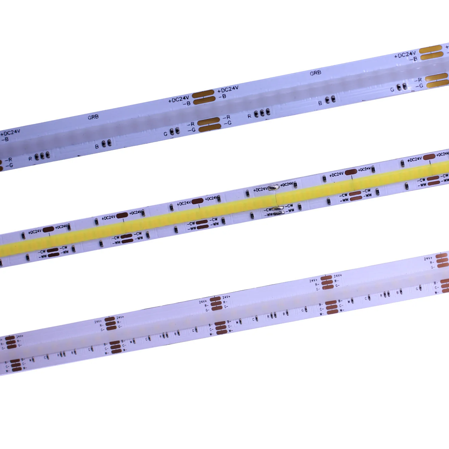 RGB RGBCCT ct pasek COB LED 12V 24V 608 810 840 diod LED/m flessibile COB taśma ip20 ip67 biała ciepła biała 3000K 6000k