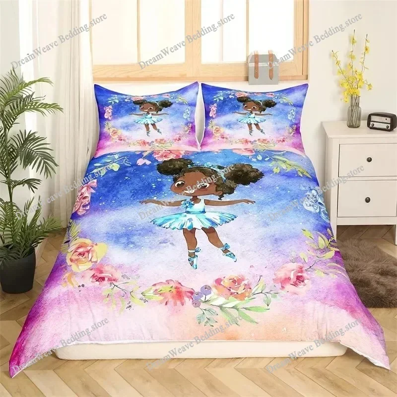 Ballet Princess Dancer Duvet Cover 3D Sparkling Glittering Star Bedding Set Cartoon Animal Swan Quilt Cover for Child Boys Teens