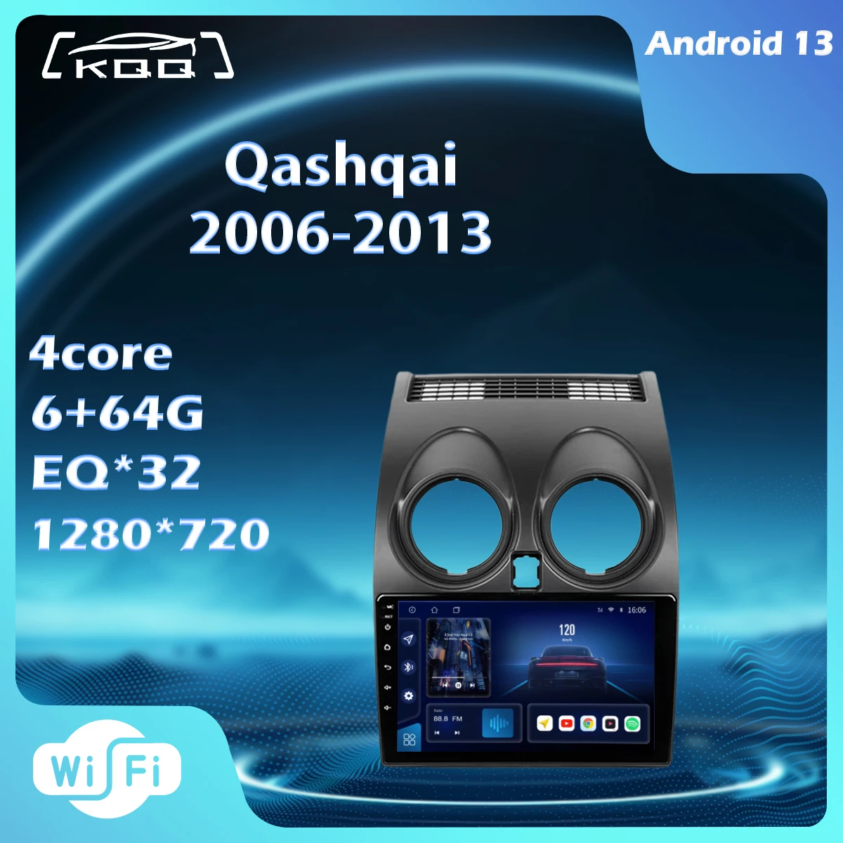 

KQQ Car Multimedia Player For Nissan Qashqai 1 J10 2006 - 2013 Car Radio Wireless CarPlay Android Auto Stereo GPS Android 13