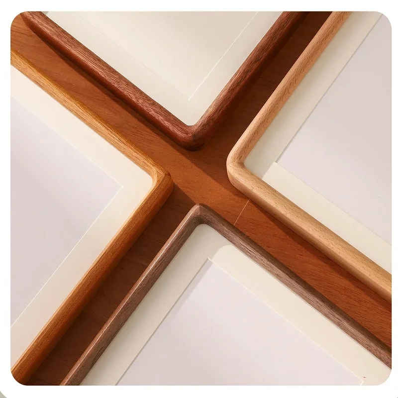 Square Wooden Photo Frame  Teak 4-Cube Collage Frame with Rounded Corners for Home Display Premium Solid Wood Picture Frame