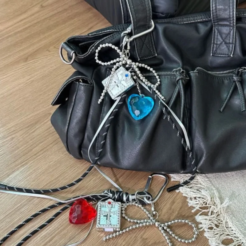 

Милая сумка с бантиками и бисером, кулон в виде сердца, брелок Y2k, креативный брелок для телефона, универсальное украшение для рюкзака, аксессуары для сумки, подарки