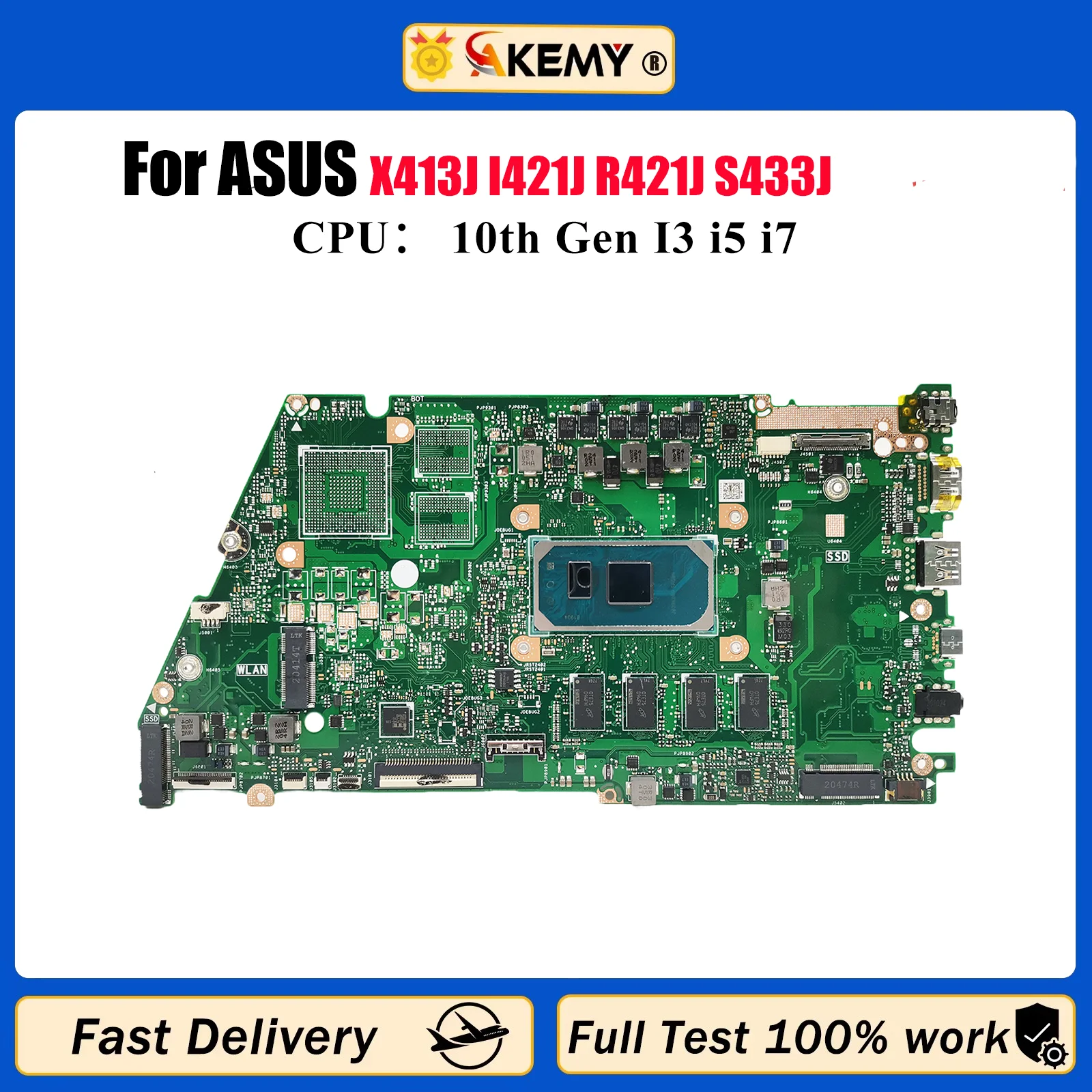 

X421JA Материнская плата для ноутбука ASUS X421J X413J I421J R421J S433J V4050J X421JAY X421JQ X421JF X421JP Материнская плата 10-го поколения I3 i5 i7