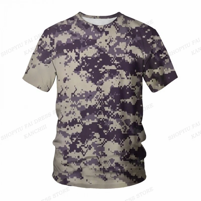 Summer Camo T-shirt Camouflage 3D Print Tshirt Men Fashion O-Neck Short Sleeve Tshirt Outdoors T shirt Kids Tops Tee Fitness