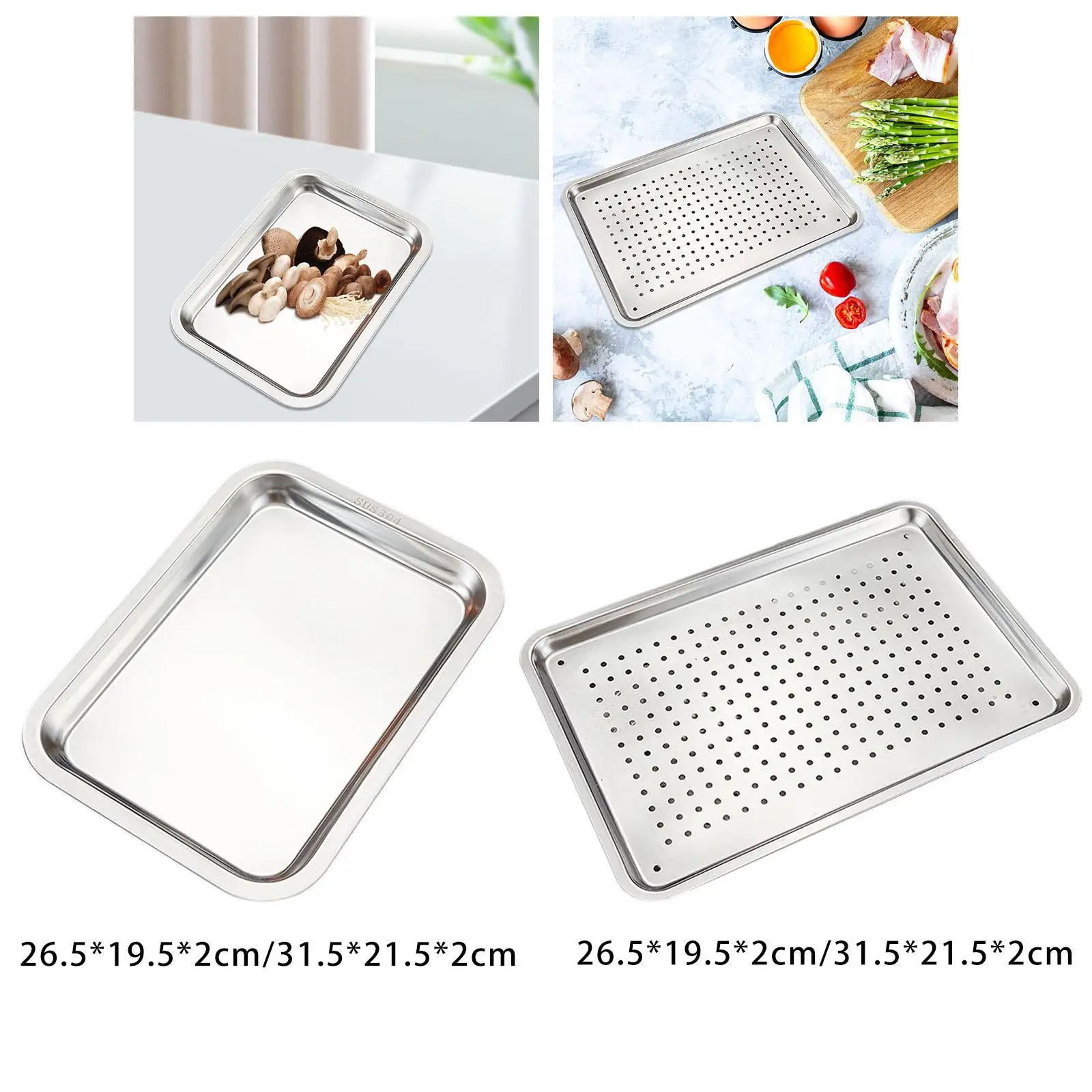 Stainless Steel Baking Pan Tray Cookie Sheet Rectangular Decorative Mirrored Platter for Family Gathering Baking Shop