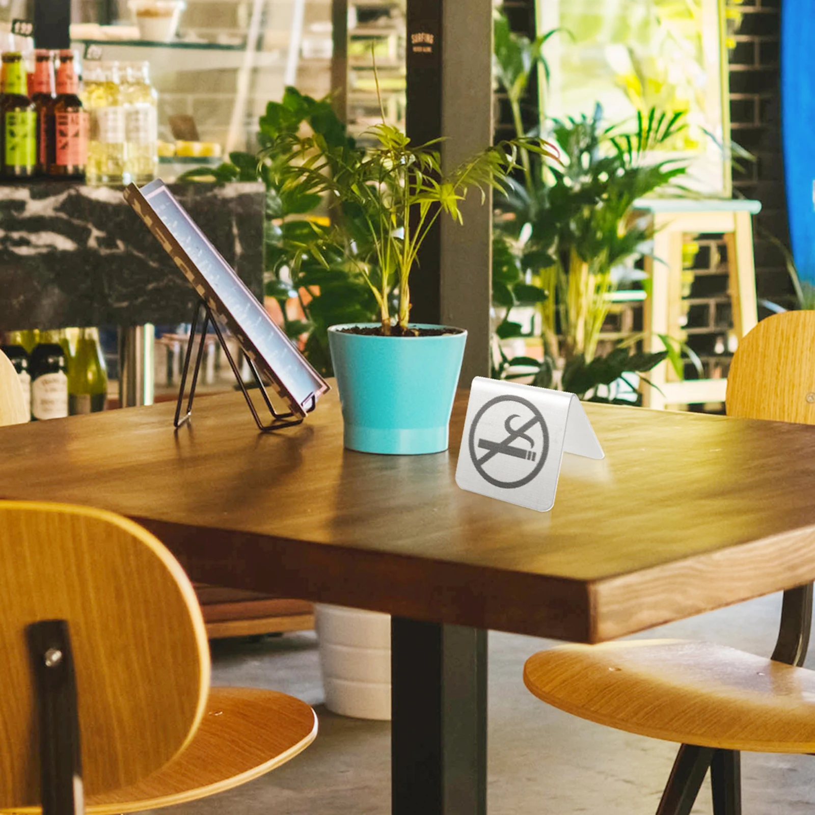 

2pcs Creative No Smoking Sign Stainless Steel Double Sided Rustproof Office Home Banquet Wedding Indoor Outdoor Use