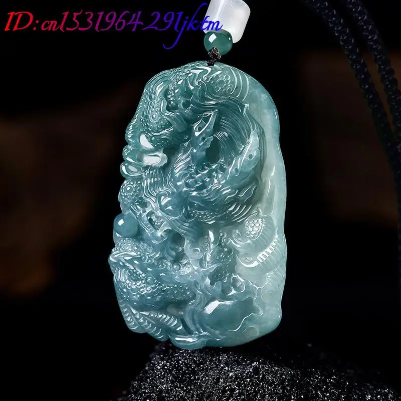 Natural Burmese Jadeite Dragon Pendant Necklace Luxury Jewelry Fashion Accessories Designer Real Jade Charm Gifts for Women