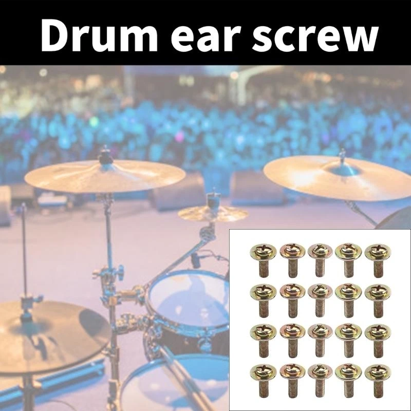 20Pcs Light Weight Drum Lugs Screws Drum Lug Claw Hook Mounting Screws Set Drum Lug Screws Easy to Install Lug Claw Hook