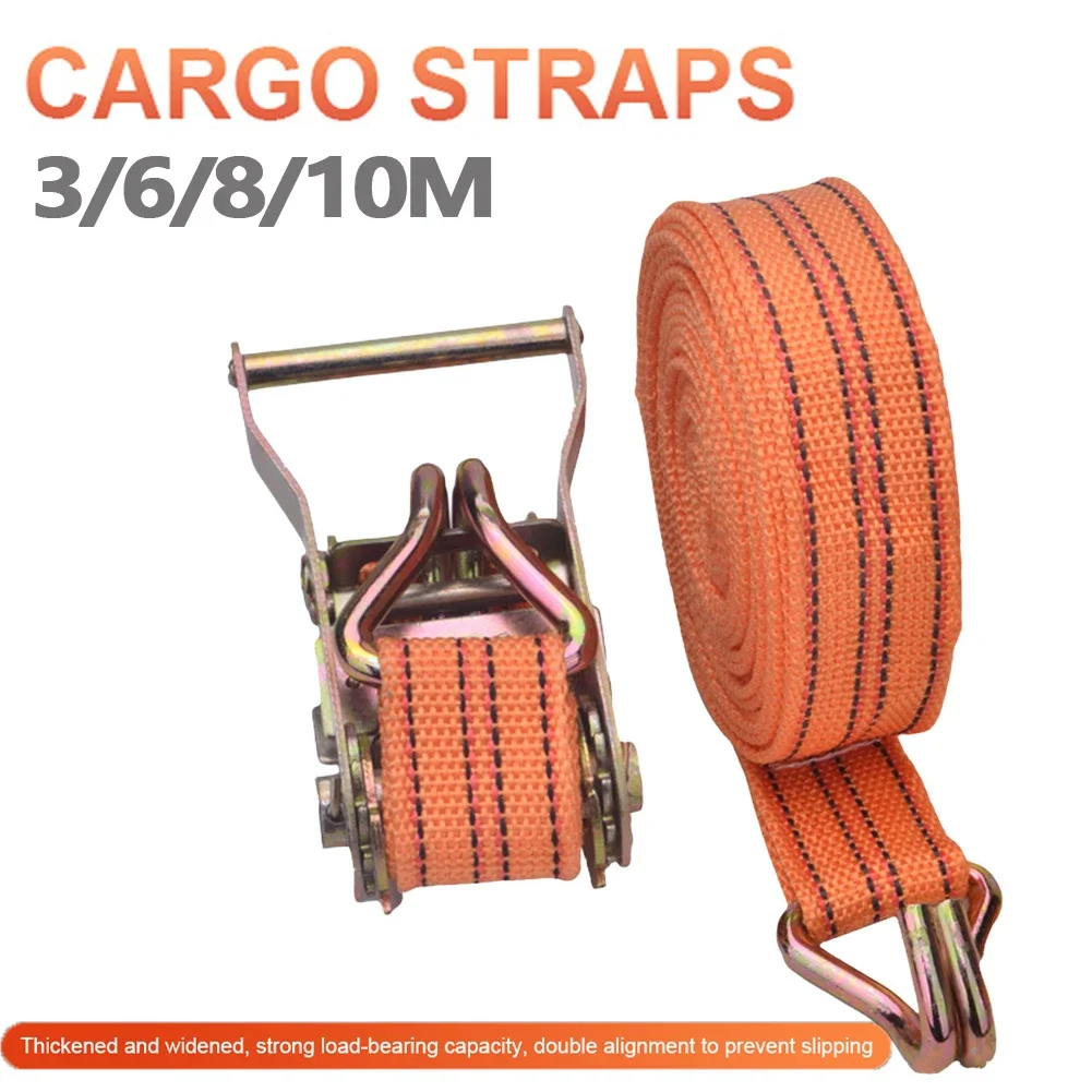 Truck Cargo Binding Strapping Tensioner Polyester Thickened Cargo Rope Strap Ratchet Straps 3/6/8/10 Meter 40mm Tighten Belt