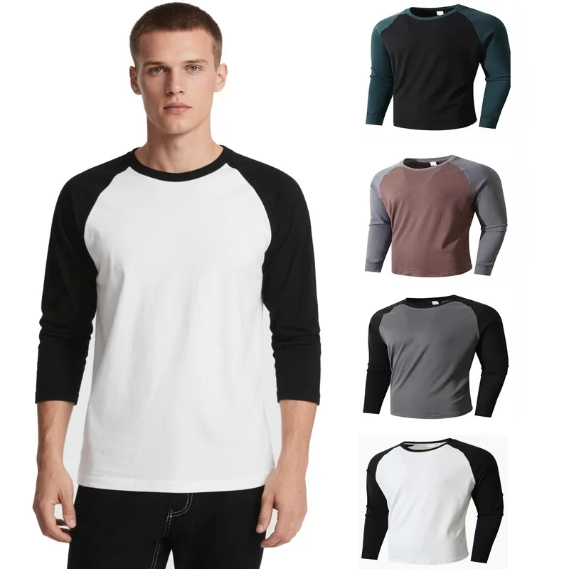 

Men's Velour Shirt Long Sleeve Slim Fit Thermal Top, 2025 New Winter Soft Warm Base Layer Pullover Round Neck Color Block