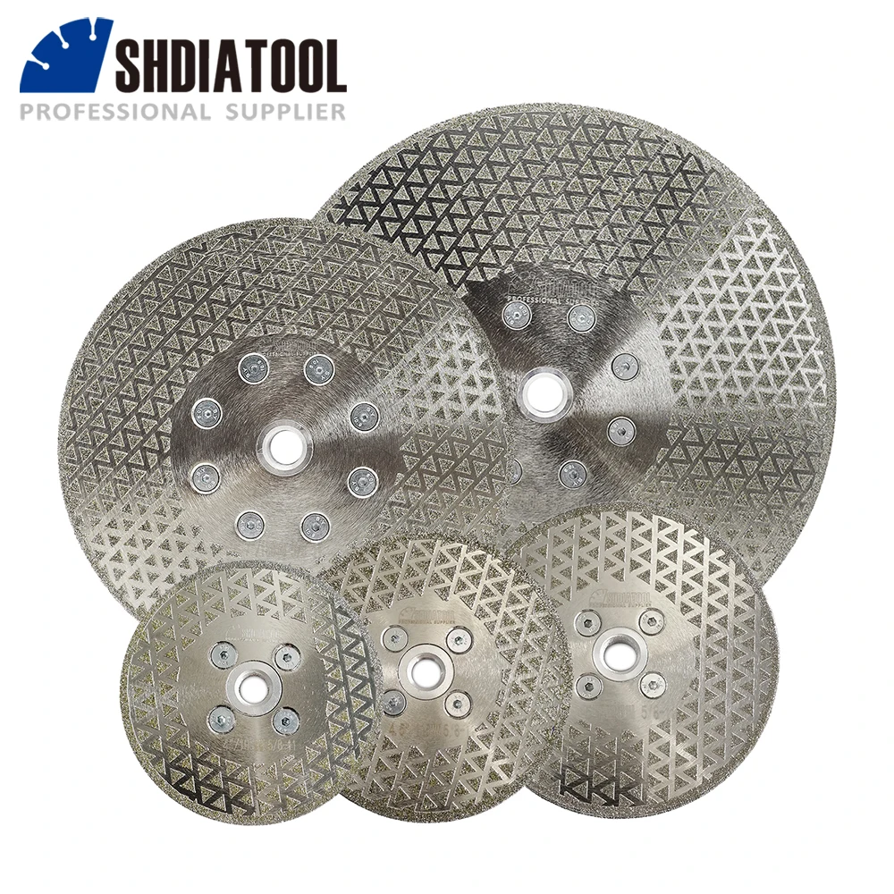 SHDIATOOL 1pc Electroplated Diamond Cutting  Grinding Disc Saw Blades Single Side Coated Diamond Wheel with M14 or 5/8-11 Flange