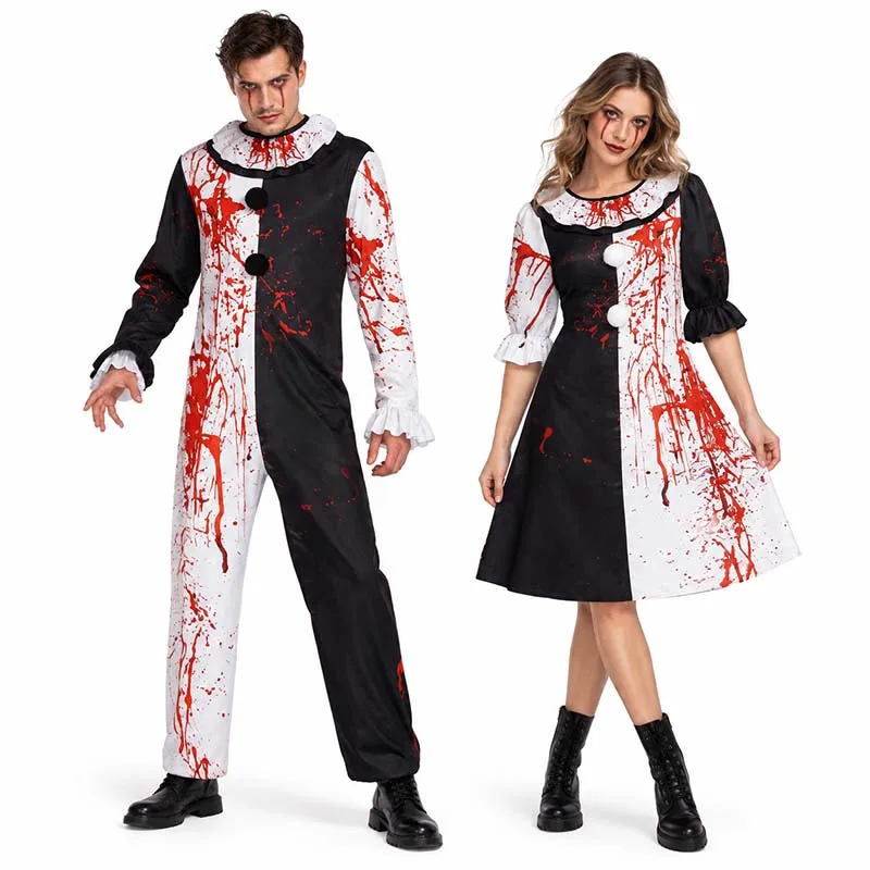 Déguisement Clown Ensanglanté Noir et Blanc – Homme ou Femme – photo 2