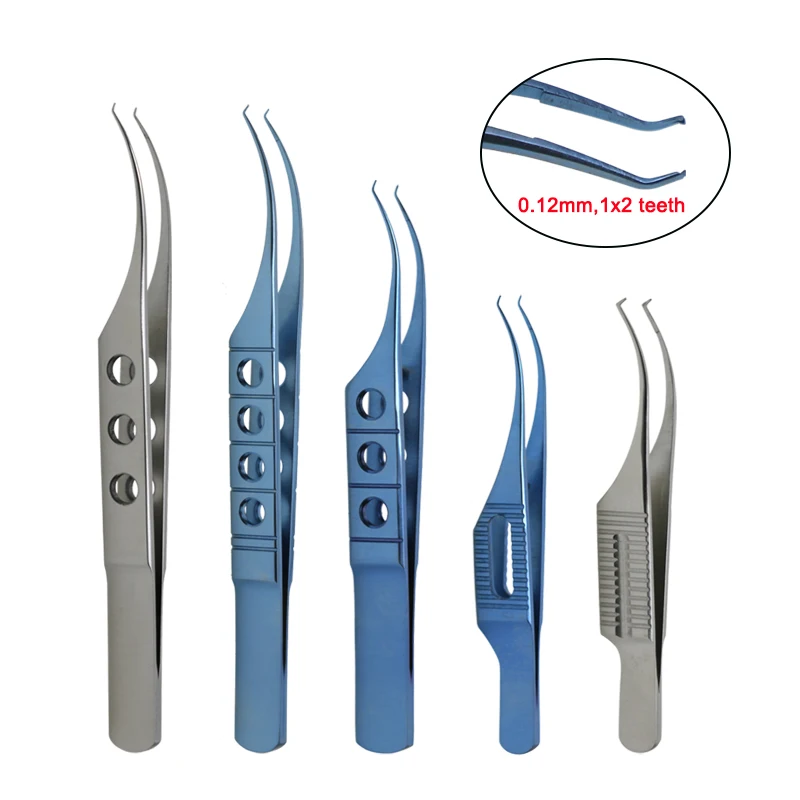 GREATLH High Quality Titanium Alloy Material Suture Ligation Forceps Platform with Teeth Ophthalmic Surgical Instrument 1pcs