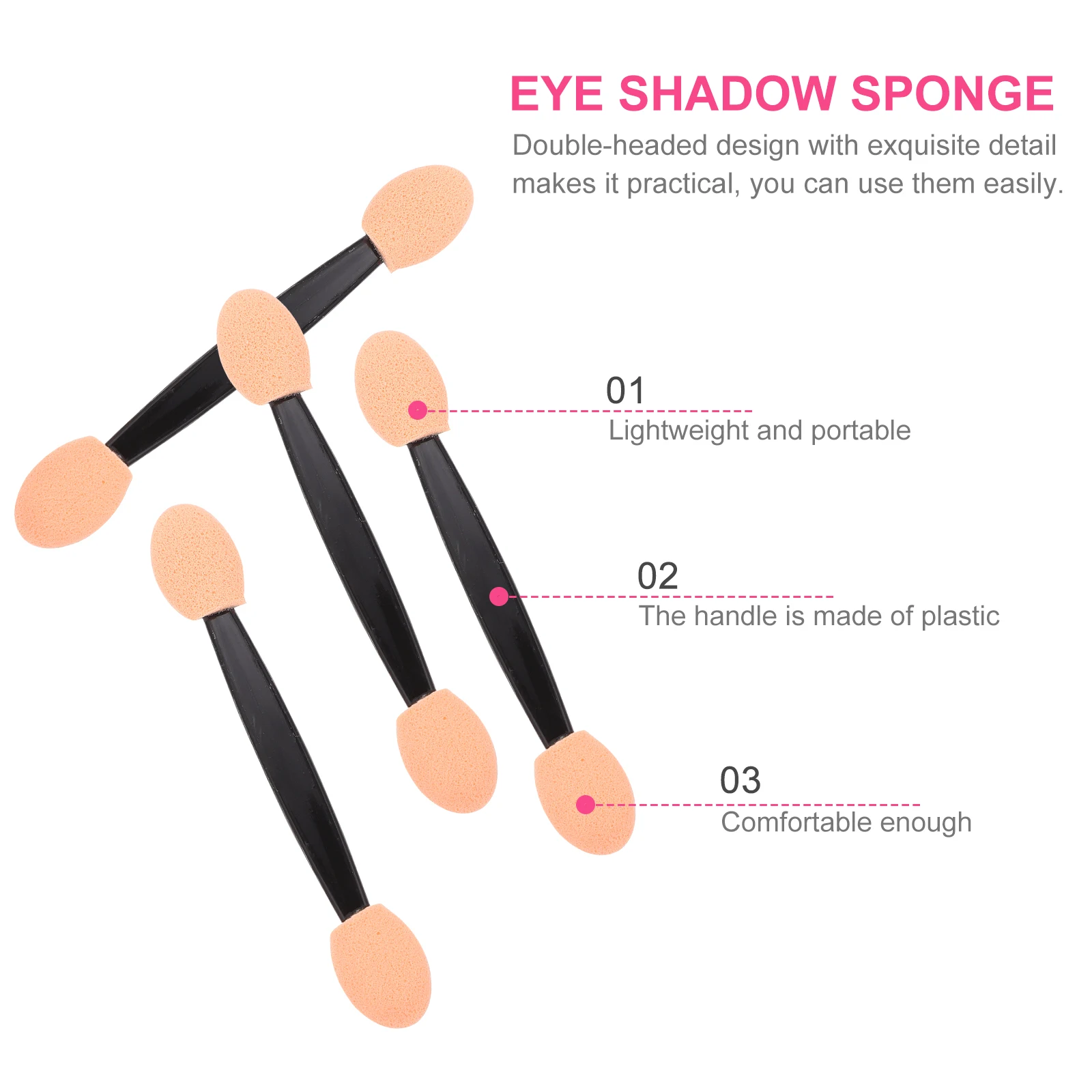 

100pcs Disposable Dual-Sided Eyeshadow Applicator Sponge Stick Tool Dual-Headed Soft Latex For Makeup Eye