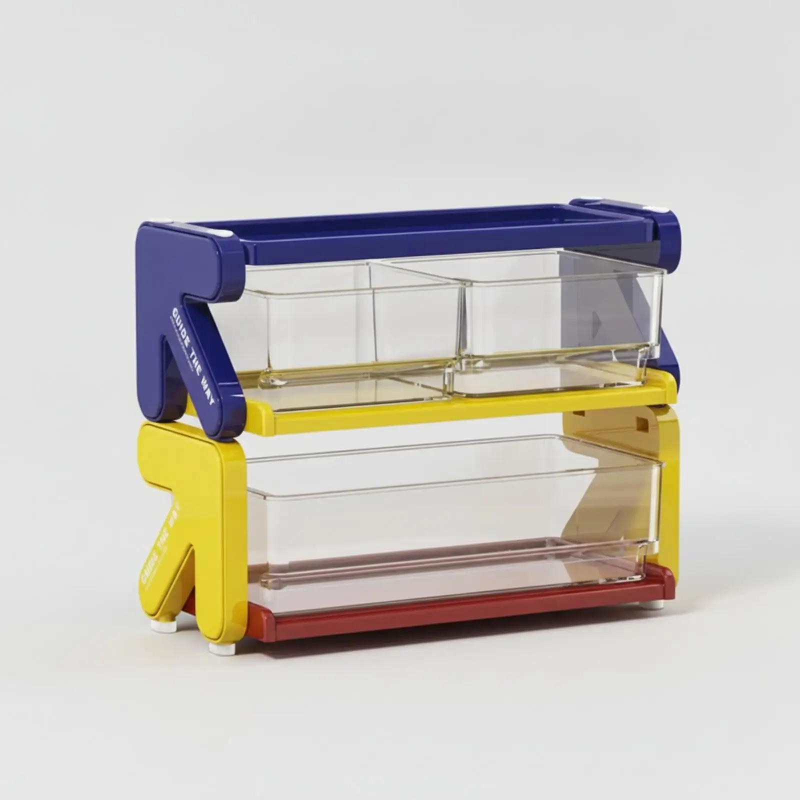Countertop Shelf Organizer for Kitchen with Clear Drawer Bins and Tabletop Rack for Tea Coffee Cups Snacks Storage