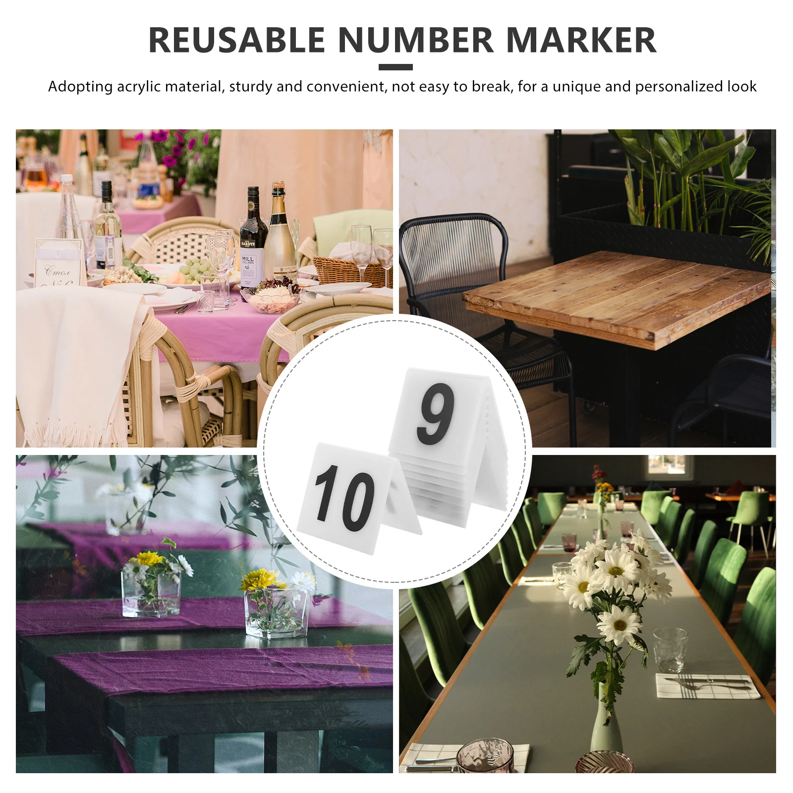 10 قطعة علامات أرقام الاكريليك أرقام الجدول قابلة لإعادة الاستخدام لمطعم الحدث ديكور الخامس على شكل ضعف الجانب المطبوعة مقعد علامات الأدلة