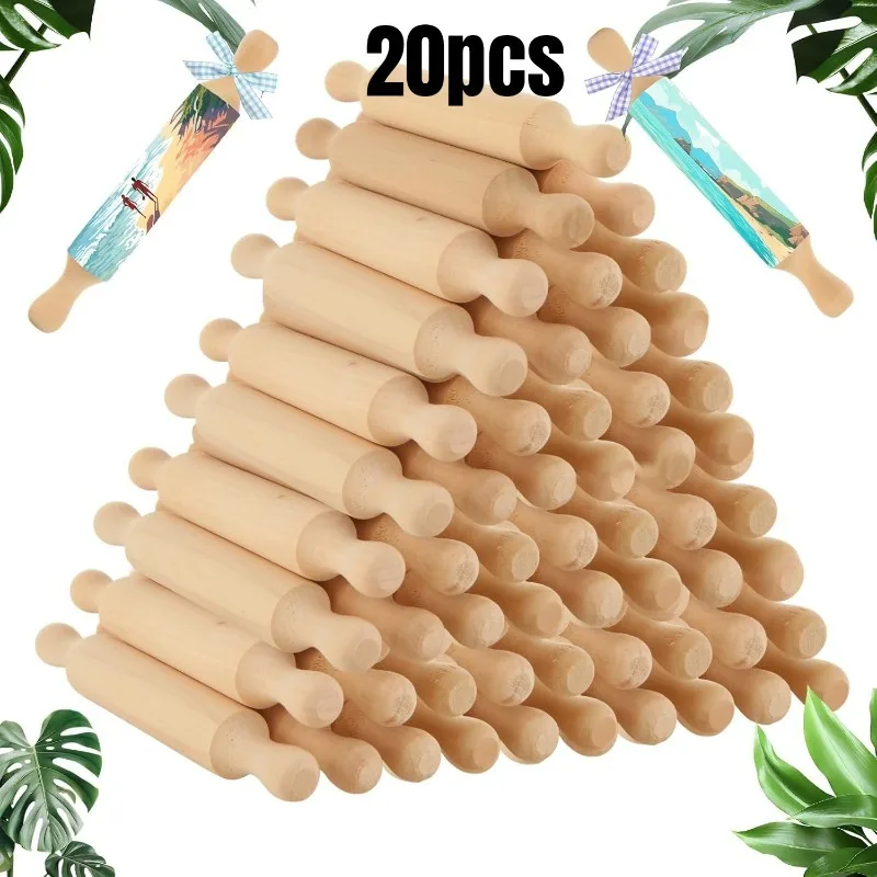 20pcs Mini Rolling Pins 5.5-Inch Small Wooden Rolling Pins for Creative Play and Baking Pastries Gift for Halloween / Christmas