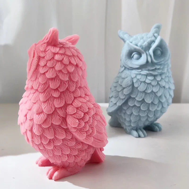 Large Standing Owl Silicone Candle Mold DIY Cartoon Animal Soap Aromatherapy Plaster Resin Making Tools Home Decoration Crafts