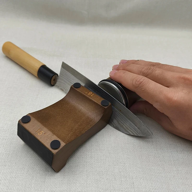 Rolling Knife Sharpener 4 Angle 12/15/18/20 Wooden Base Magnetic Suction Kitchen Chef Knife Sharpening Tools Diamond Stones Kits