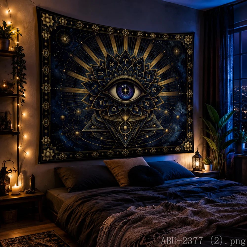 VIKAMA Mystical Sun Moon Stars Tapestry, Vintage Astrology & Constellation Wall Art, Spiritual Home Decor
