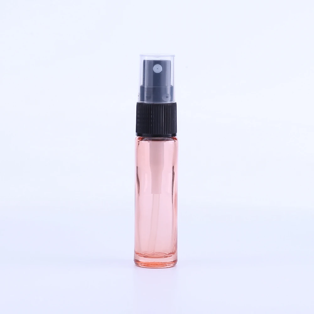 10ML Portable Perfumaria Refillable Pink Thick Glass Bottle With Spray, Amber Empty Cosmetic Containers Atomizer Bottle