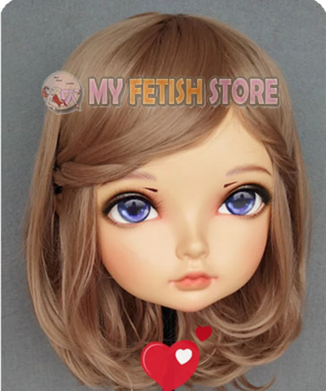 (GL331) femme douce fille résine demi-tête Kigurumi BJD yeux Crossdress Cosplay japonais Anime rôle Lolita masque avec yeux et perruque