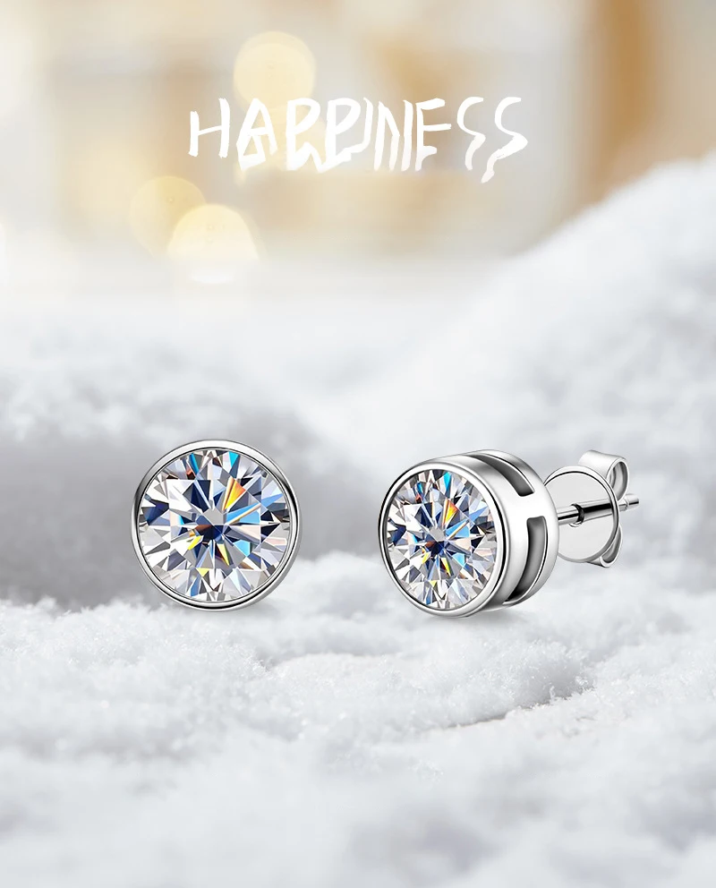 

Moissanite Diamond Stud Earrings For Women S925 Sterling Silver Jewelry Lady's Fine Moissanite Earrings