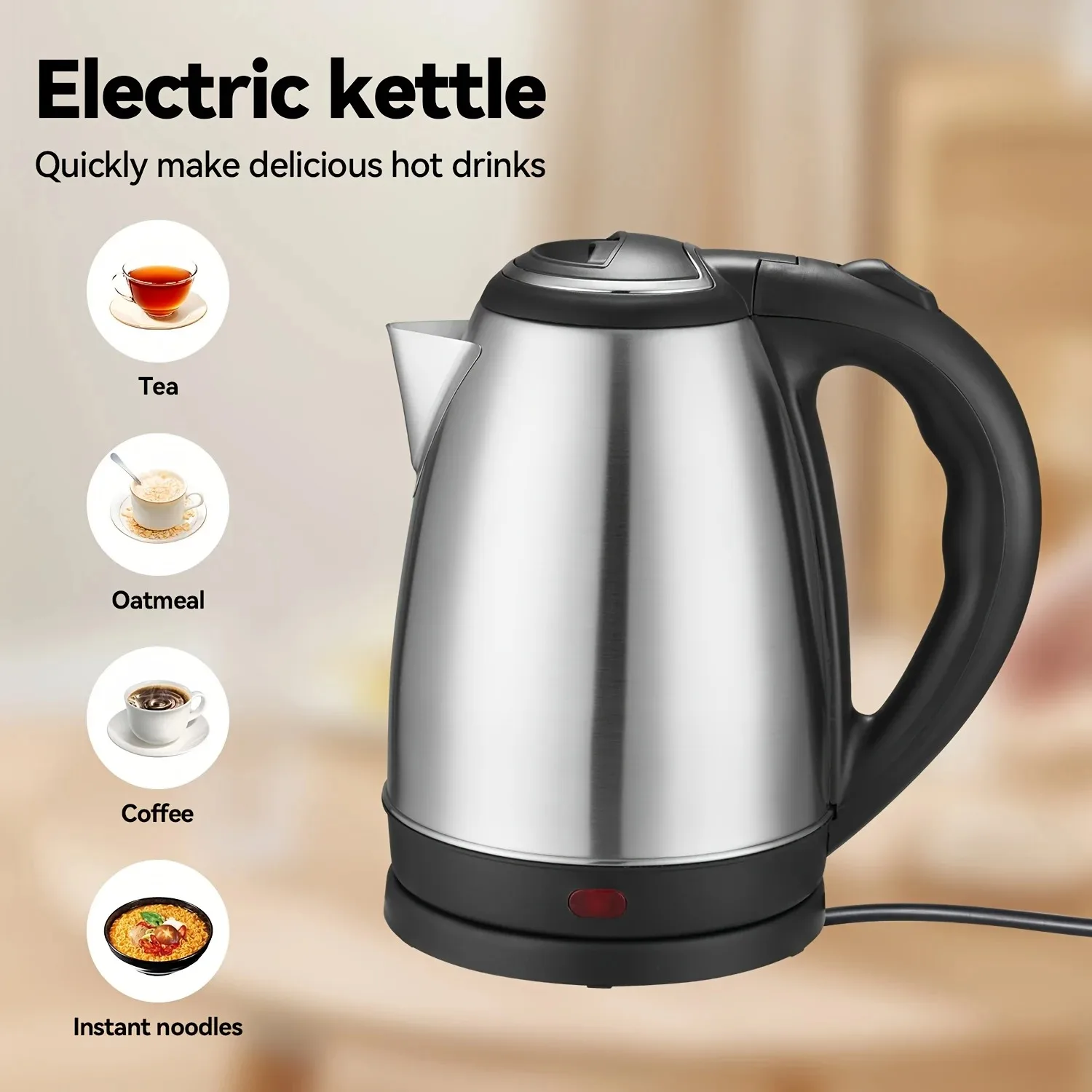

2L Stainless Steel Electric Kettle – 1500W Fast Boil, Auto Shut-Off, US Plug (110V)