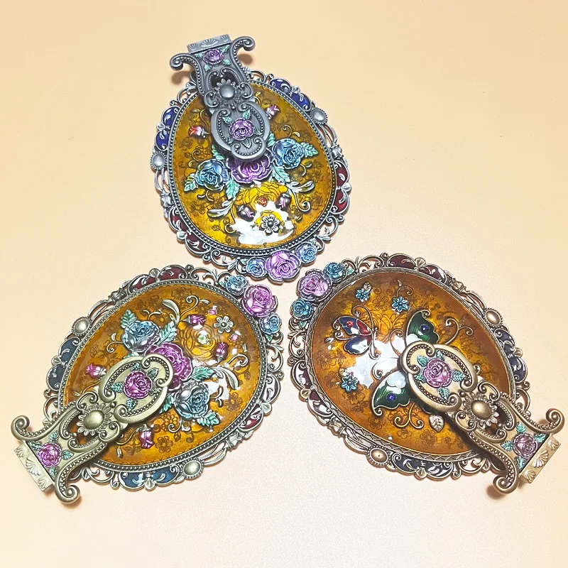 빈티지 손거울, 선물 상자 포함, 지갑용 접이식 화장 거울, 고화질 금속 소형 공주 거울