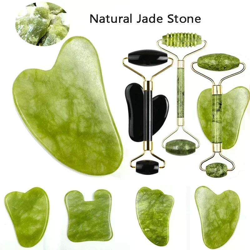 หยกธรรมชาตินวดหน้า Gua Sha Stone Face Guasha Masaje Facial Board Acupoint Eye Care เครื่องมือนวดสปานวดหน้า