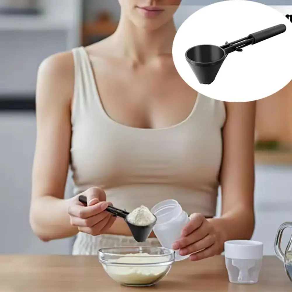 

Household Spill-Proof Coffee Funnel Scoop Reusable Long Handle Measuring Spoon Black Coffee Spoon Dried Milk