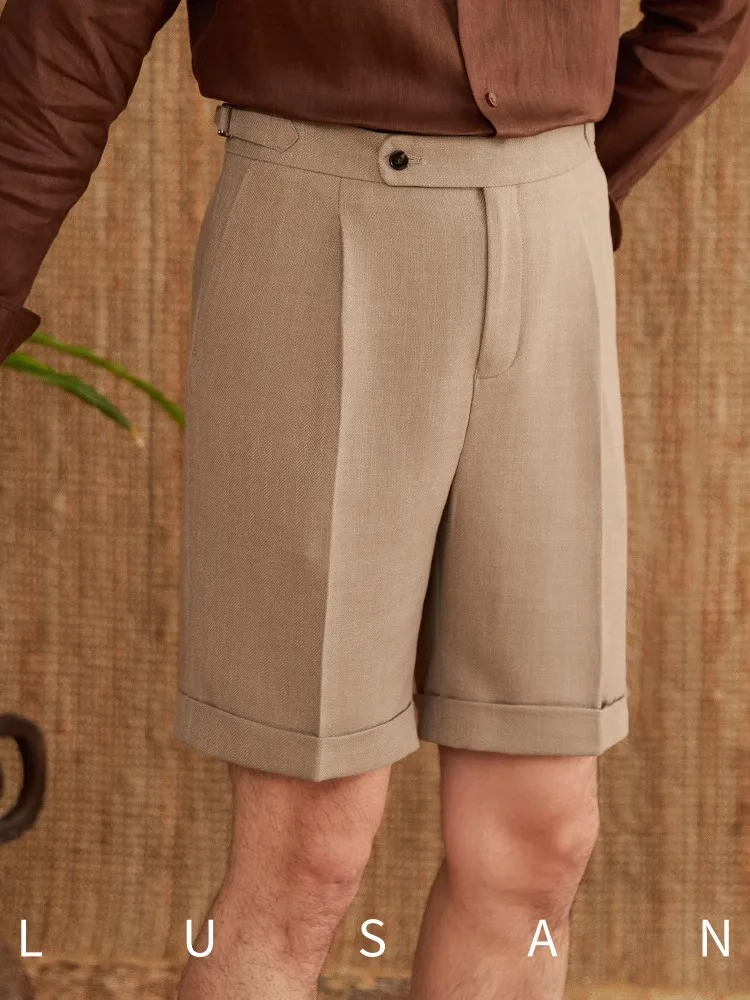 

Men's Lyocell Linen Blend Shorts - Summer Lightweight Breathable High-Waisted Vintage Herringbone Casual Pants
