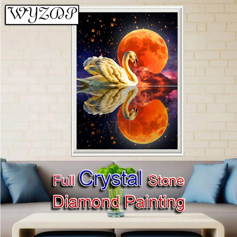 5D Diy Diamond Painting Beautiful Swan Full Square Crystal Mosaic Embroidery Cross Stitch Crystal Diamond Art Home Decor 230734