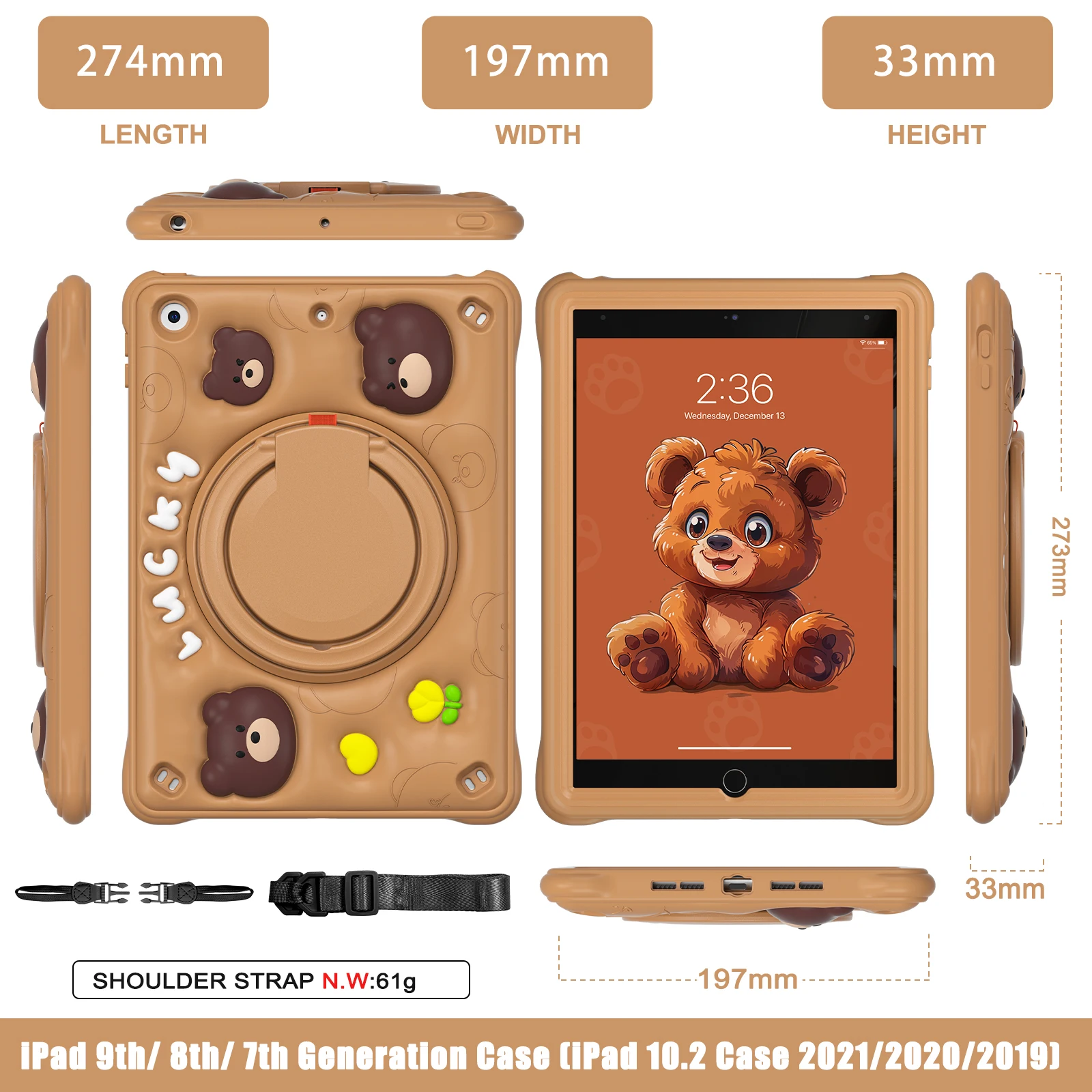 360 Rotatable Shockproof Heavy Duty Kids Safe Case for iPad Air 11 2026 Pro 11 iPad A16 10th 9th 8th 7th Mini 7th 6th 8.3 inch