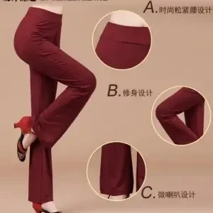 Women Temperament Dance Pants Modal Straight Micro Trumpet Body Black Training Classical M434
